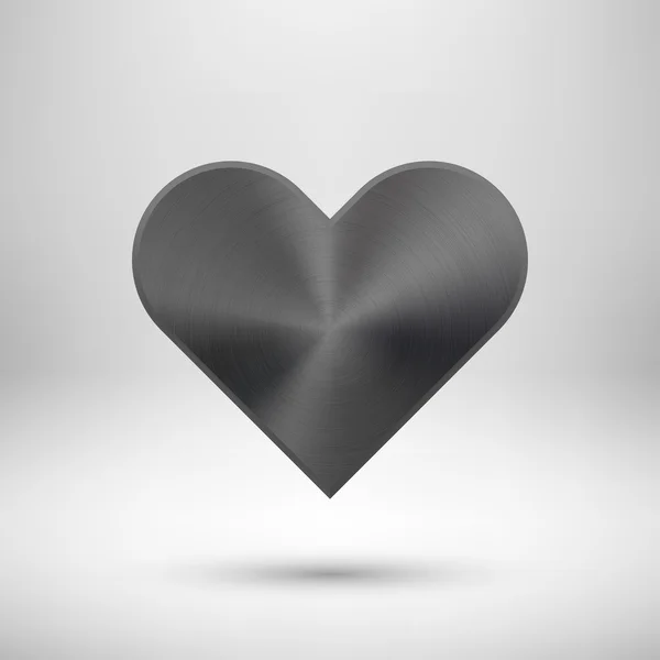 Signo de corazón de San Valentín negro con textura metálica — Vector de stock