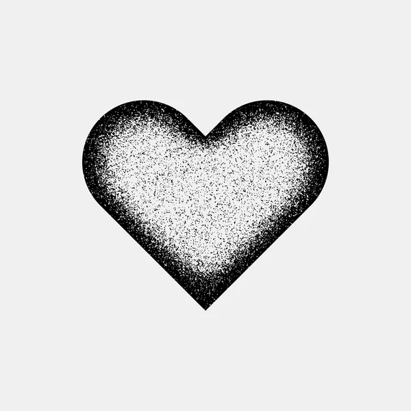 Black Abstract Heart Sign with Grain Texture — Stockvector