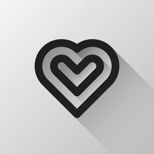 Black Abstract Flat Heart Sign — Stok Vektör