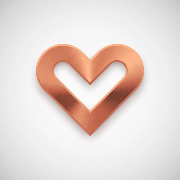 Bronze Abstract Heart Sign with Metal Texture — Stock Vector
