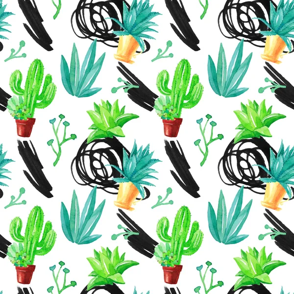 Seamless Pattern with succulents — Stock Vector