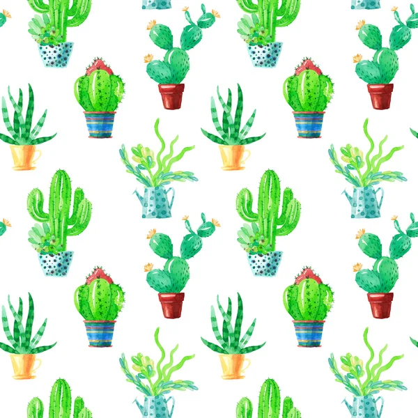 Modello senza cuciture con succulente Illustrazione Stock