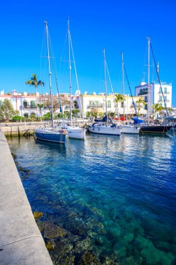 Puerto Mogan - Gran Canaria 'nın güzel manzarası - İspanya' nın Kanarya Adaları