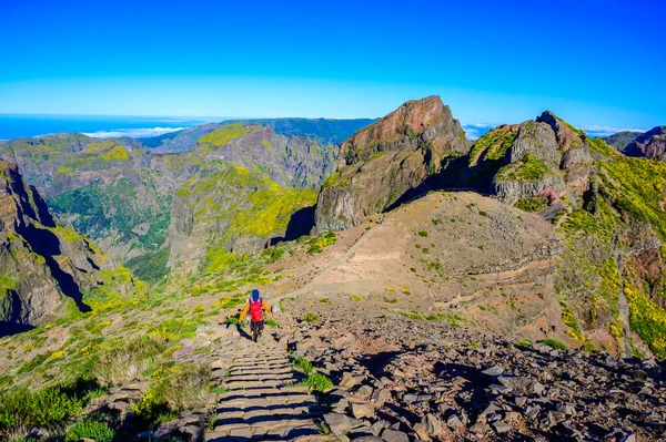 Hermosa Ruta Senderismo Desde Pico Arieiro Pico Ruivo Isla Madeira — Foto de Stock