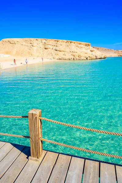 Holzsteg Orange Bay Beach Mit Kristallklarem Azurblauem Wasser Und Weißem — Stockfoto