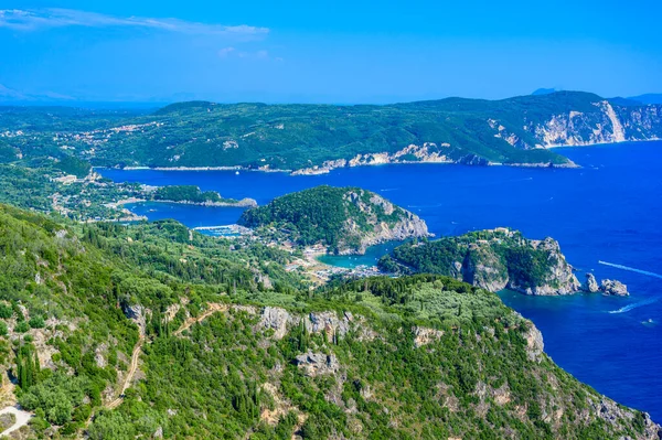 Blick Von Der Burg Angelokastro Auf Die Küste Von Paleokastritsa — Stockfoto