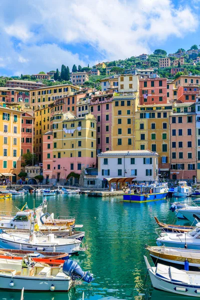 Ciudad Camogli Liguria Italia Escénica Costa Riviera Mediterránea Casco Antiguo — Foto de Stock