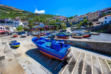 Camara de Lobos  - beautiful harbor bay and fishing village with beach - Madeira island, Portugal clipart