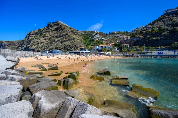 Praia Calheta Rajská Pláž Ostrově Madeira Portugalsko — Stock fotografie
