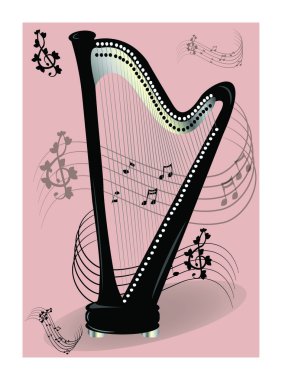 Pembe bir arka plan üzerinde siyah Harp