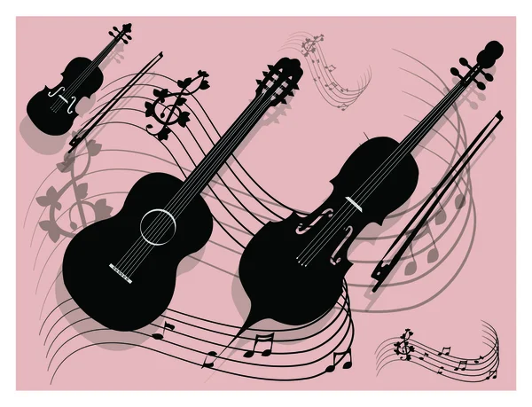 Silhouettes of string instruments — Stock Vector