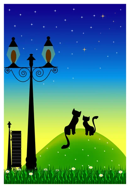 Two cats in park — Stock Vector