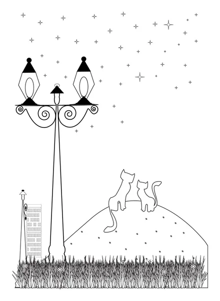 Coloring book - cats in love — Stock Vector