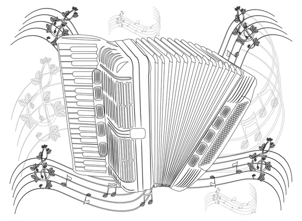 Desenho para colorir - Acordeão —  Vetores de Stock