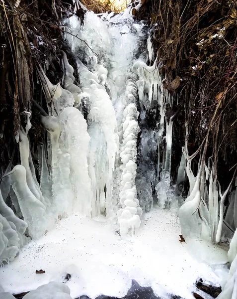 very beautiful frozen waterfall, frozen stream