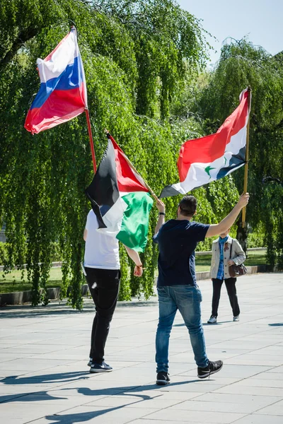 Victory Day in Treptower Park (Soviet war memorial). Berlin. Germany — Stock Photo, Image