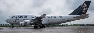 Airport Schoenefeld. Iron Maiden's Boeing 747 