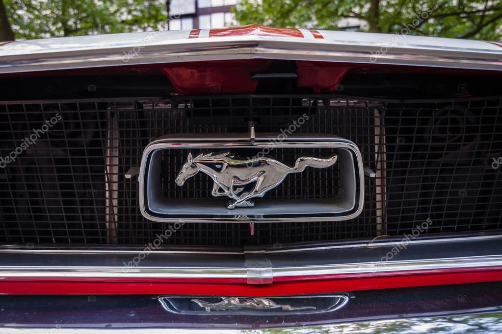 BERLIN - JUNE 05, 2016: The emblem of Ford Mustang, close-up. Classic Days Berlin 2016.