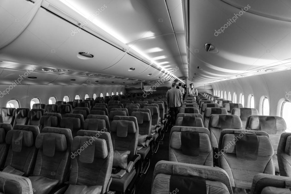 Innenraum Einer Economy Klasse Des Weltgrossten Flugzeugs