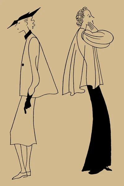 Dibujado a mano vintage. Ropa de mujer de 30. Ilustración retro en estilo antiguo grabado . — Archivo Imágenes Vectoriales