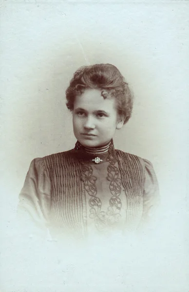 A vintage portrait of young woman — Stock Photo, Image