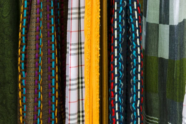 Sales of various fabric. Background. — Stock Photo, Image