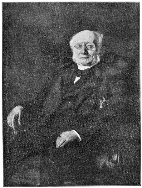 Portret niemiecki polityk i przywódca katolickiej partii centrum, Ludwig Windthorst. Publikacja książki "Wieku w tekst i obrazki", Berlin, Niemcy, 1899 — Zdjęcie stockowe