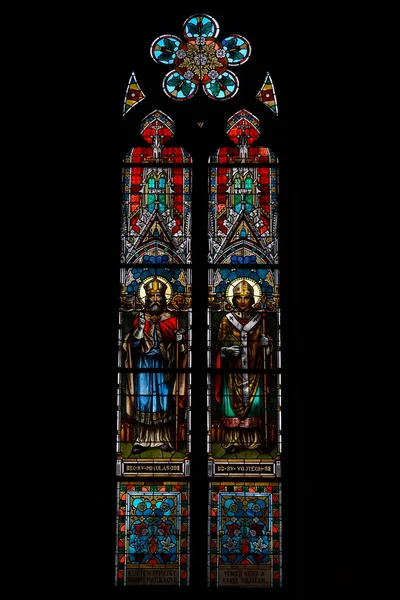 Stained glass window of St. Ludmila Church (St. Ludmila of Bohemia) — Stock Photo, Image