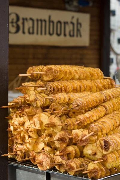 Bramborak. Potato chips manual preparation. Czech republic. — Stock Photo, Image