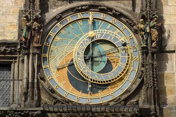 Oude stadhuis toren. Astronomisch uurwerk van Praag (Praag orloj). Close-up. Rechtenvrije Stockafbeeldingen