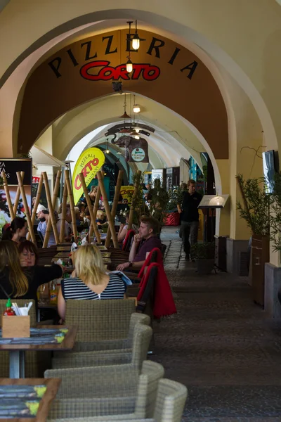 The Italian pizzeria in the old town — Stock Photo, Image