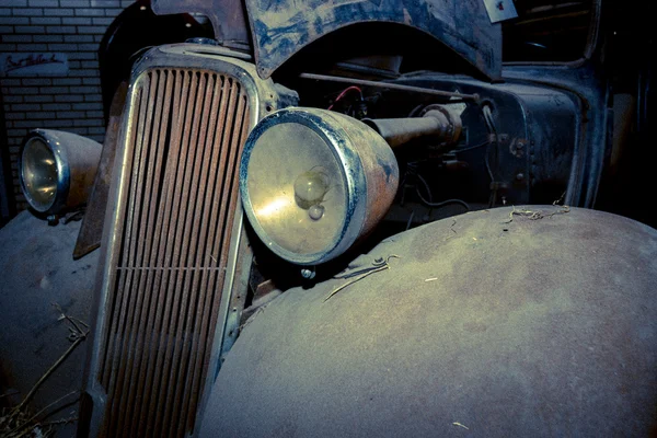 Fragment of a rusty body of a compact car Renault Monaquatre, 1934 Stock Image