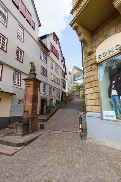 Ruas históricas dos bairros antigos de Marburg — Fotografia de Stock