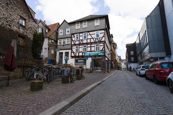 Ιστορικοί δρόμοι των παλαιών συνοικιών του Marburg — Φωτογραφία Αρχείου