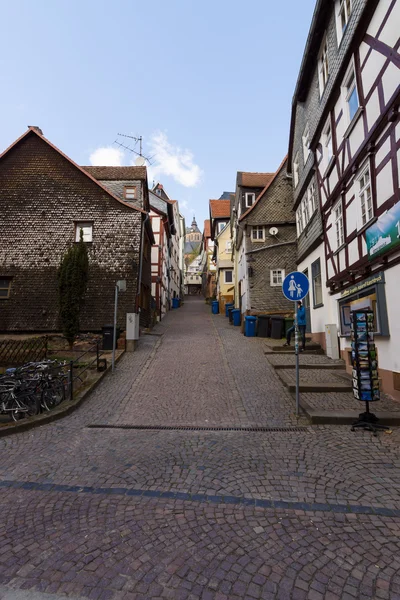 Historyczne ulice starych dzielnic Marburga — Zdjęcie stockowe