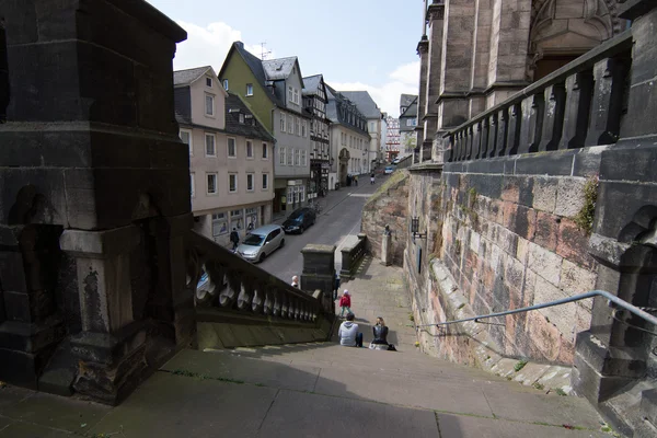 Historic streets of the old quarters of Marburg — Stock Photo, Image