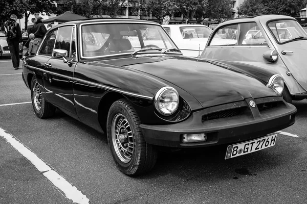 Sports car MGB GT V8, body designed by Pininfarina. Black and white. — Stock Photo, Image