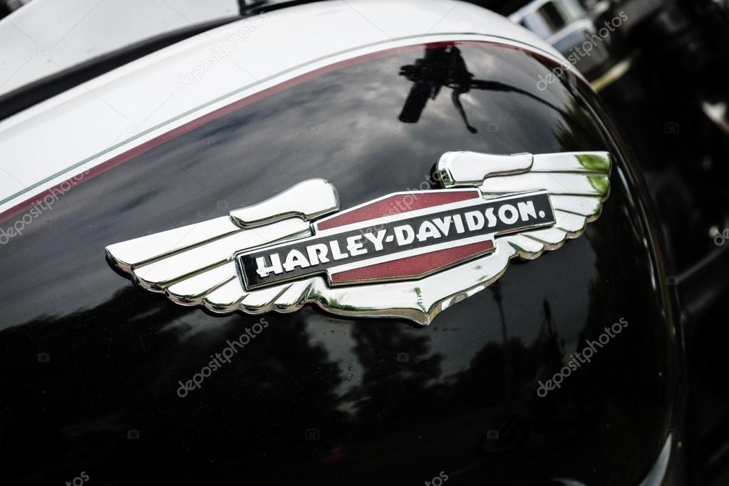 PAAREN IM GLIEN, GERMANY - MAY 23, 2015: Fragment of a motorcycle Harley-Davidson. The oldtimer show in MAFZ.