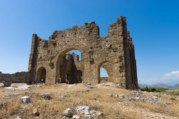 Ancient ruins of Aspendos. Basilica. Turkey. — Stok fotoğraf