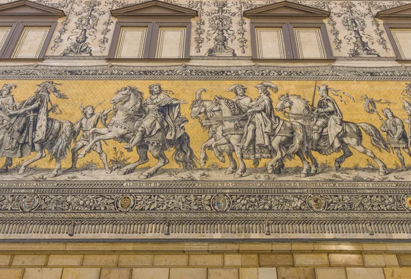 Fragment of a large painting "Procession of Princes". It was originally painted between 1871 and 1876 to celebrate the 800th anniversary of the Wettin Dynasty. — Stock Photo, Image
