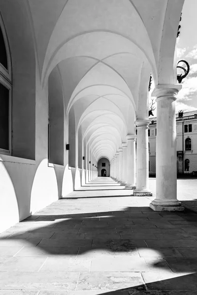 Stallhof fa parte del Castello di Dresda. Germania. Bianco e nero. Nel XVII secolo fu sede di grandi spettacoli ippici . — Foto Stock