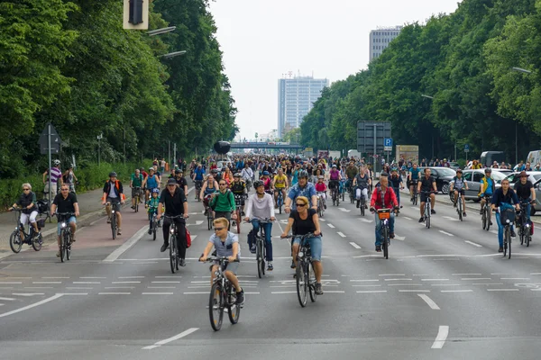 口号下"更多的空间，为自行车"和"自行车柏林-现在!"，举行自行车马拉松. — 图库照片