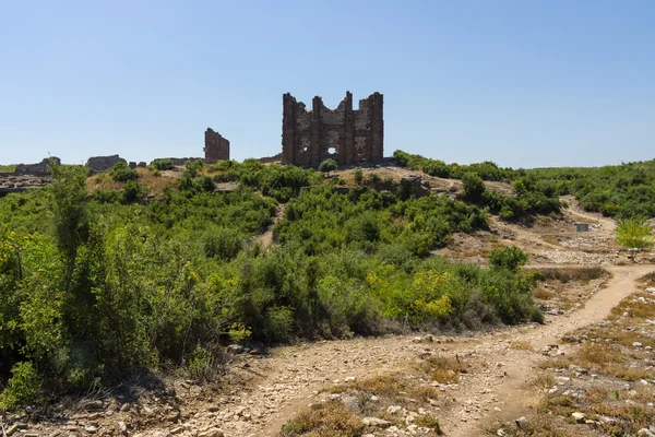 Ruines antiques d'Aspendos. En arrière-plan. Basilique. Turquie . — Photo