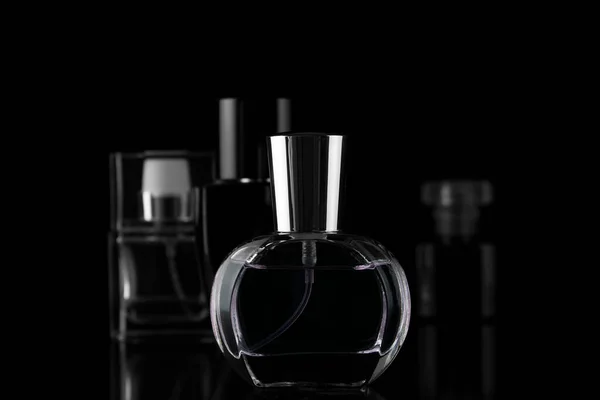 Silueta Una Botella Mujer Perfume — Foto de Stock