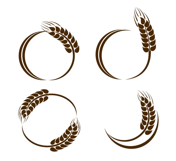 Conjunto de iconos abstractos de espigas de trigo — Vector de stock