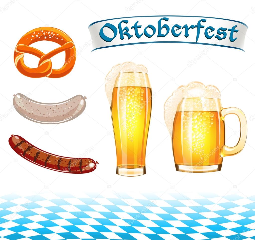 Set of Oktoberfest food and design elements