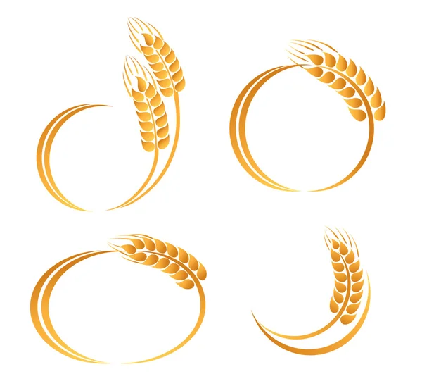 Set of abstract wheat ears icons — Stock Vector