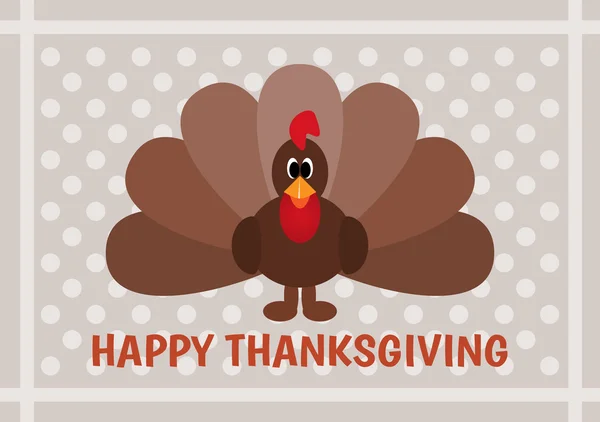 Thanksgiving card with cartoon of turkey bird — Stock Vector