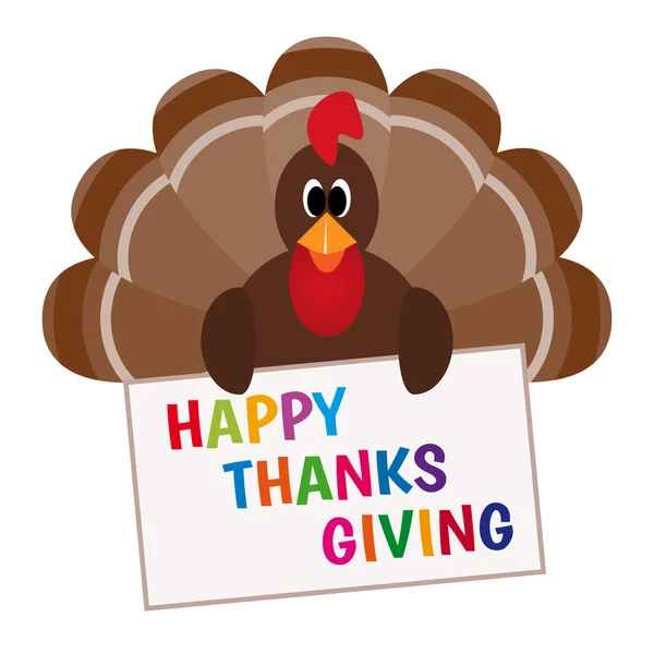 Thanksgiving card with cartoon of turkey bird — Stock Vector