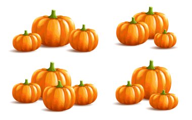 Bunch of pumpkins on white background clipart
